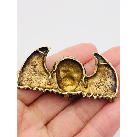 Vintage Mithras 1977 Gold tone bat pendant